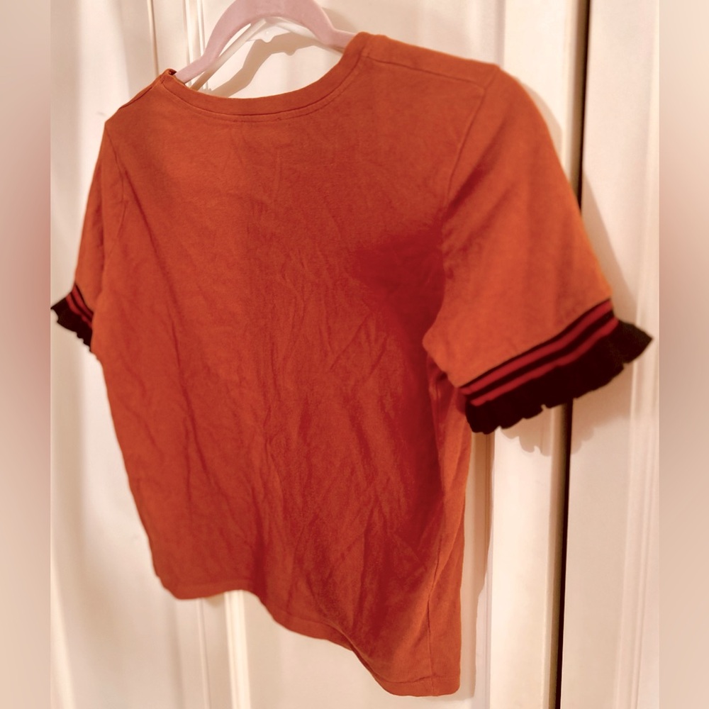 Zara TRF Short Sleeve Flutter Sleeve Crop Top size M